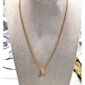 Swarovski Gold-Tone Crystal Flower Pendant Necklace  Rope‎ Chain, 18"